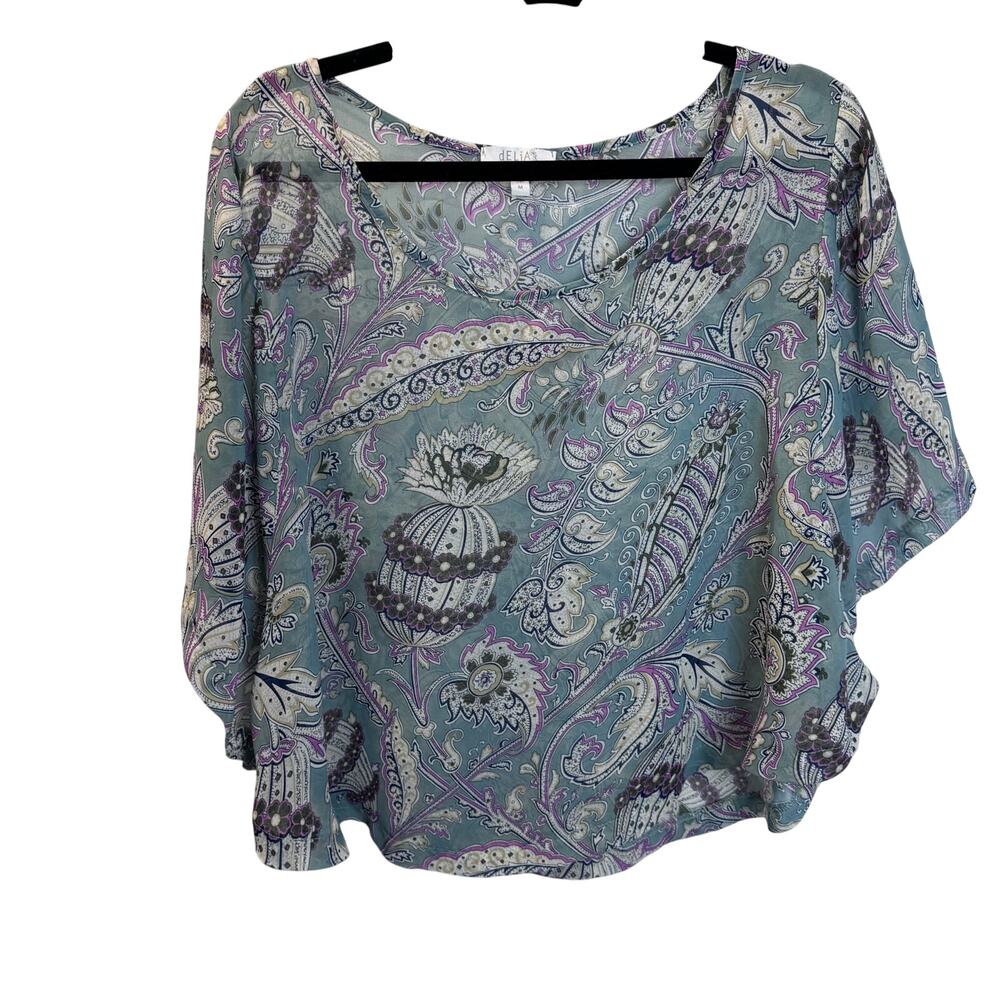 Vintage dELiA*s Paisley Sheer Blouse M Fairycore Angel Sleeve Y2K Whimsigoth